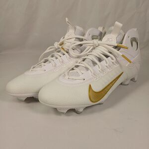 Nike Force Savage Elite 2 Lacrosse Cleats White/Gold Men’s 11 New High Top Shoe